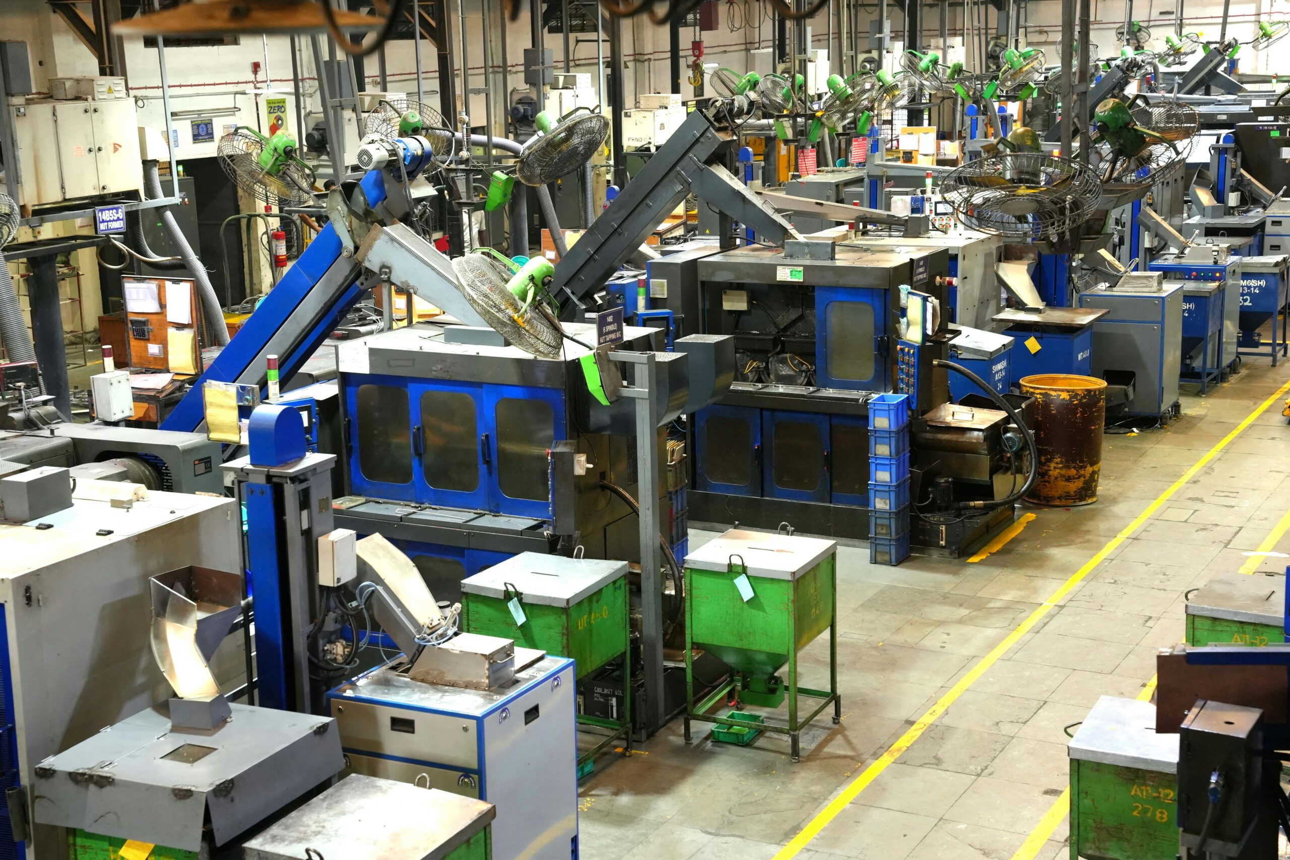 Industrial manufacturing floor and production machinery